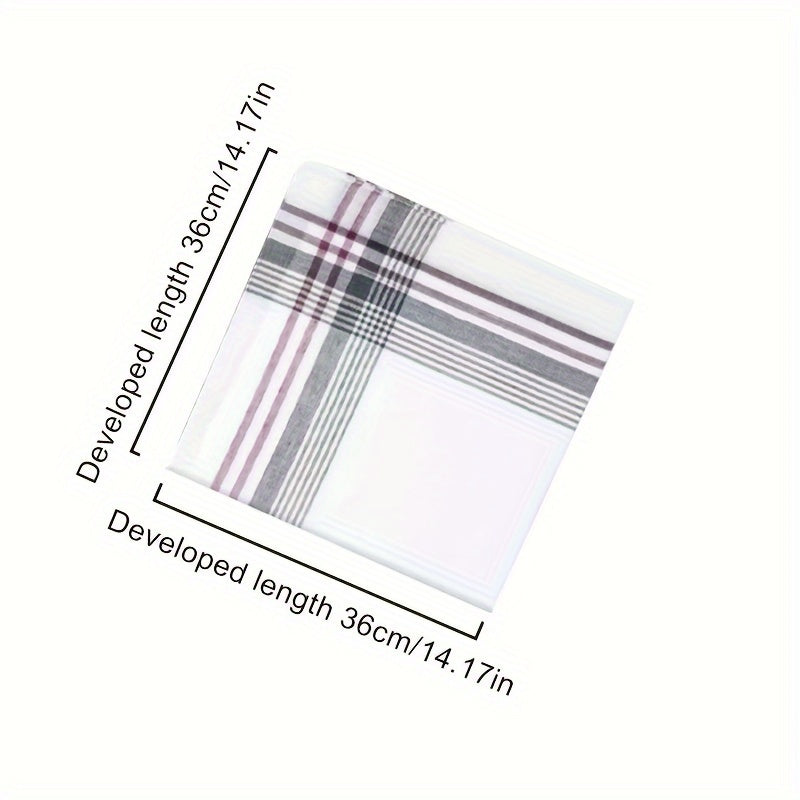 Set of 12 Men's Vintage Plaid Cotton Handkerchiefs Classic Style Hankies