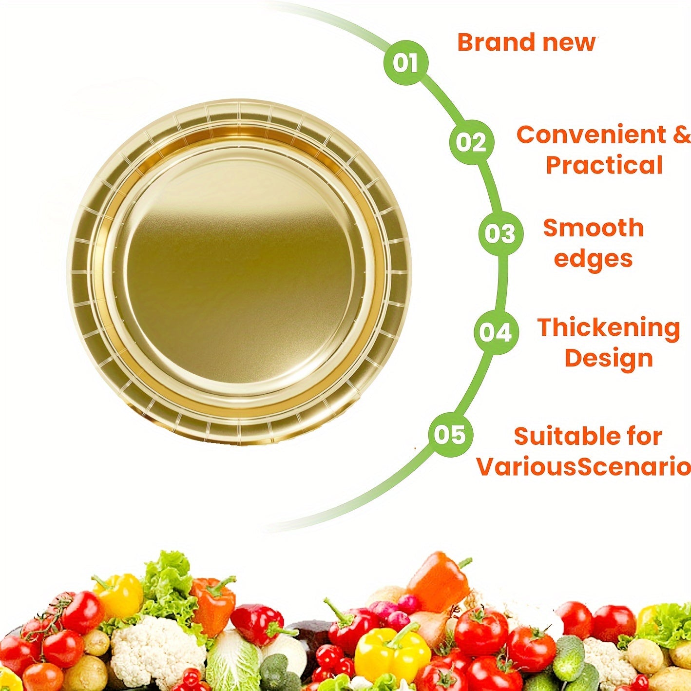 Alüminium plitalar to'plami 10 yoki 20 ta, 17.78 sm yoki 22.86 sm, bir martalik dumaloq partiyalik plitalar