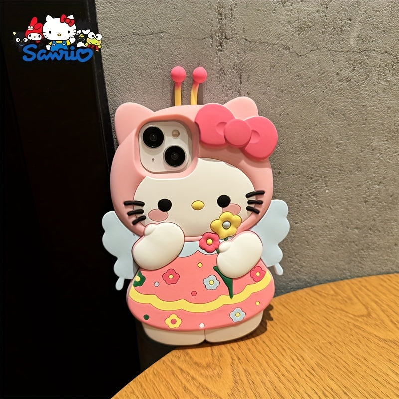 Hello Kitty Cartoon Phone Case for iPhone Silicone Shell with Lanyard