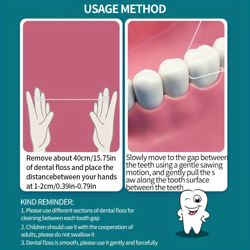 Dental Floss Roll Set for Teeth Gaps Oral Care Supplies, Mint Flavor