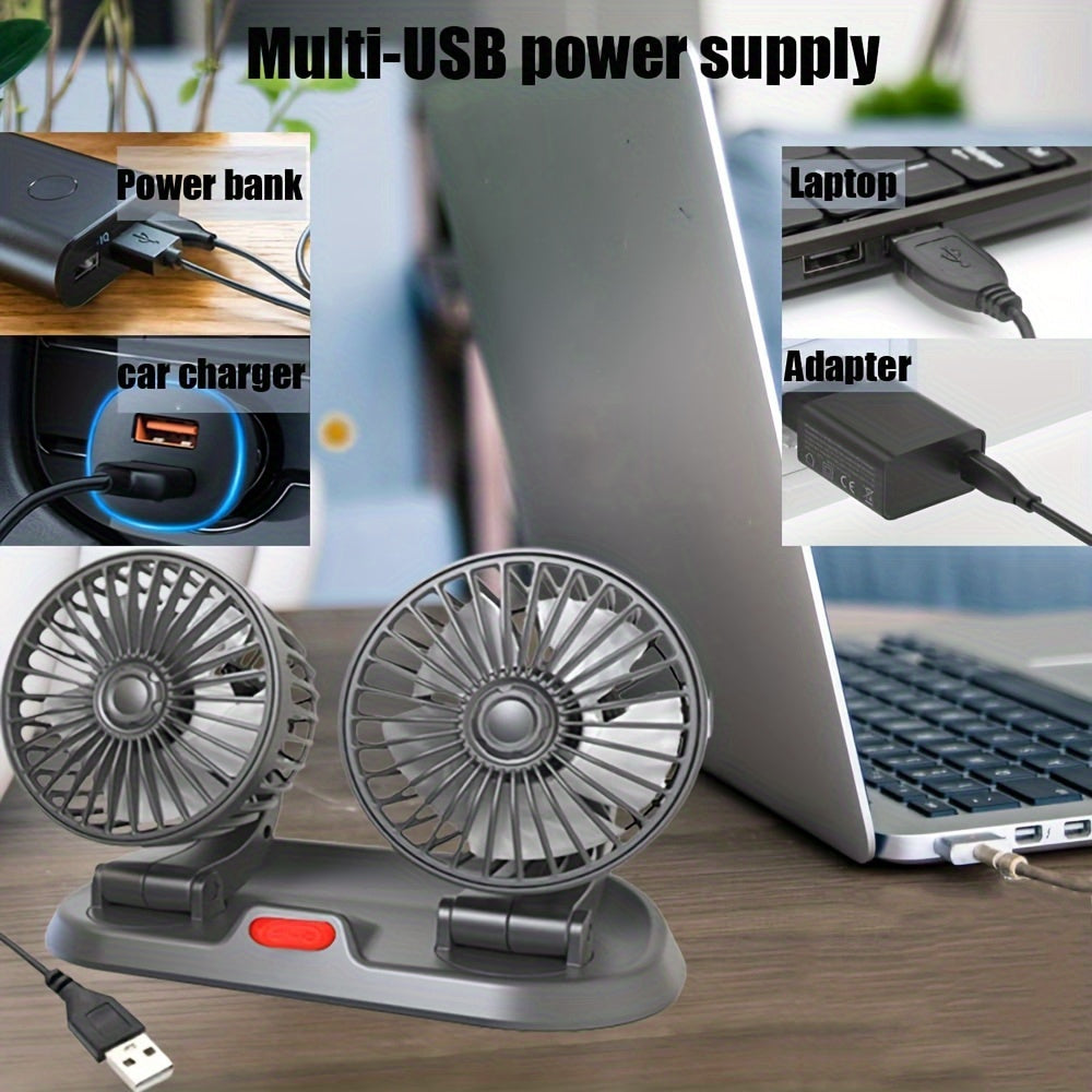 Mini USB Fan for Car and Home Double-Headed Portable Window Fan