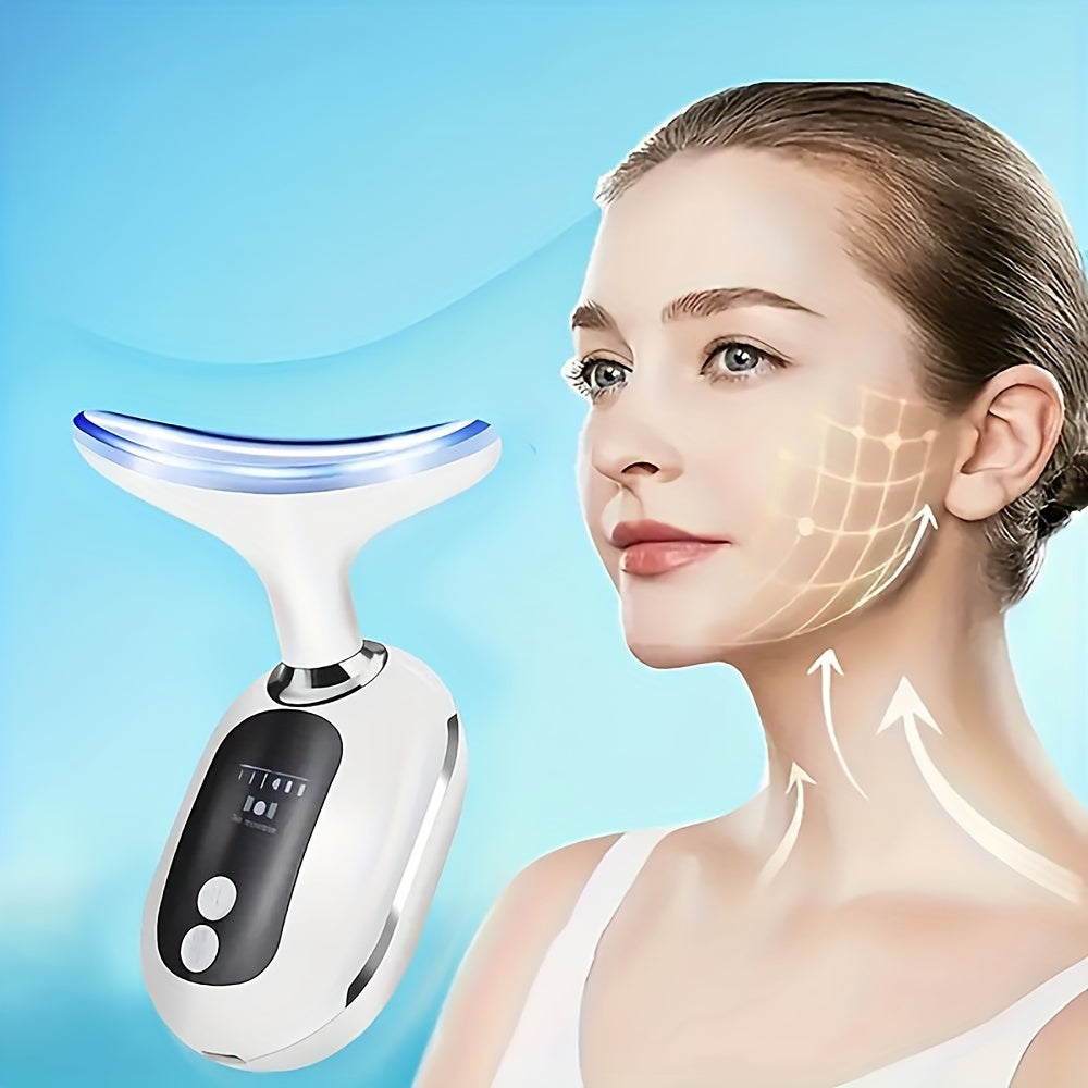 White USB Rechargeable Neck and Face Massager for Women Girls with 400mAh Battery