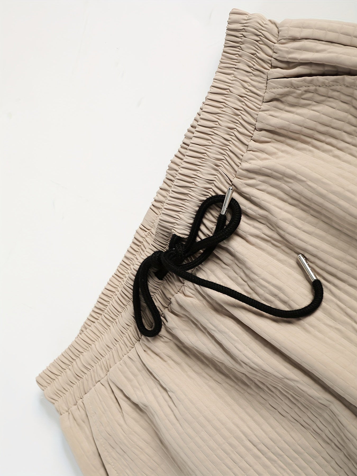 Men's Solid Color Polyester Long-Sleeved Shirt and Drawstring Casual Pants Set