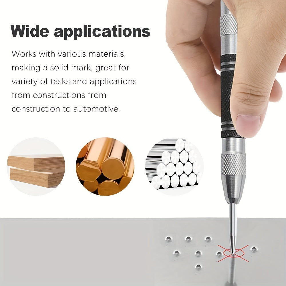 Automatic 130mm High-Speed Steel Center Punch Durable Aluminum Alloy Hand Tool for Metal Wood Glass