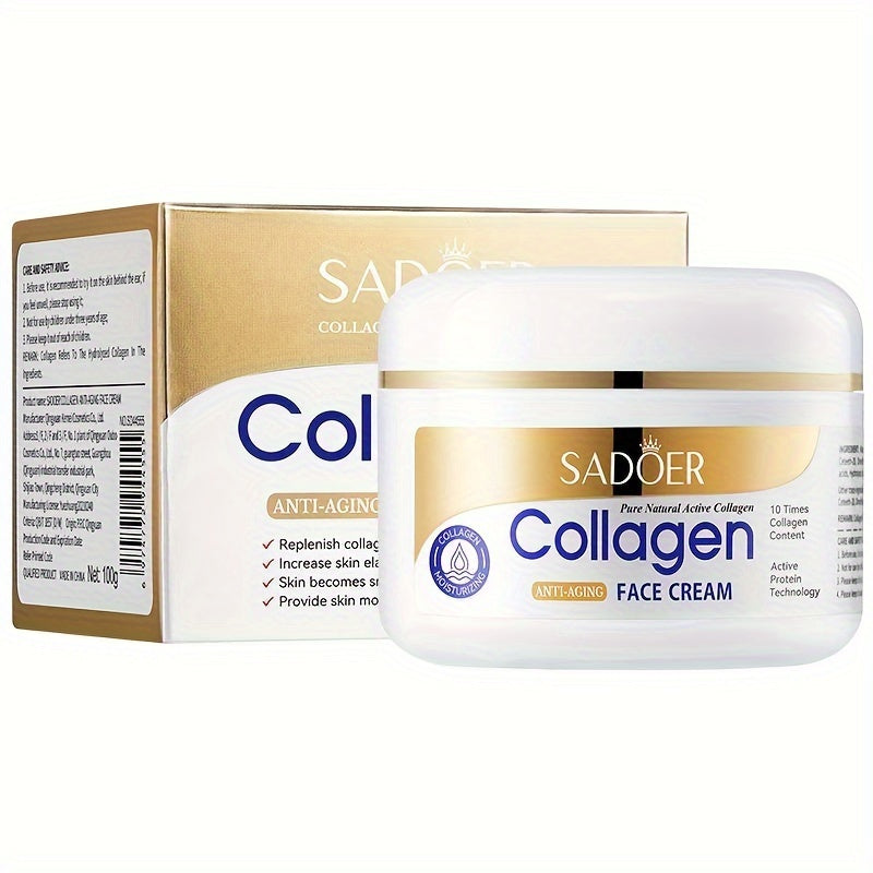 Unisex Collagen Face Cream with Glycerin and Hyaluronic Acid for Hydration and Brightening