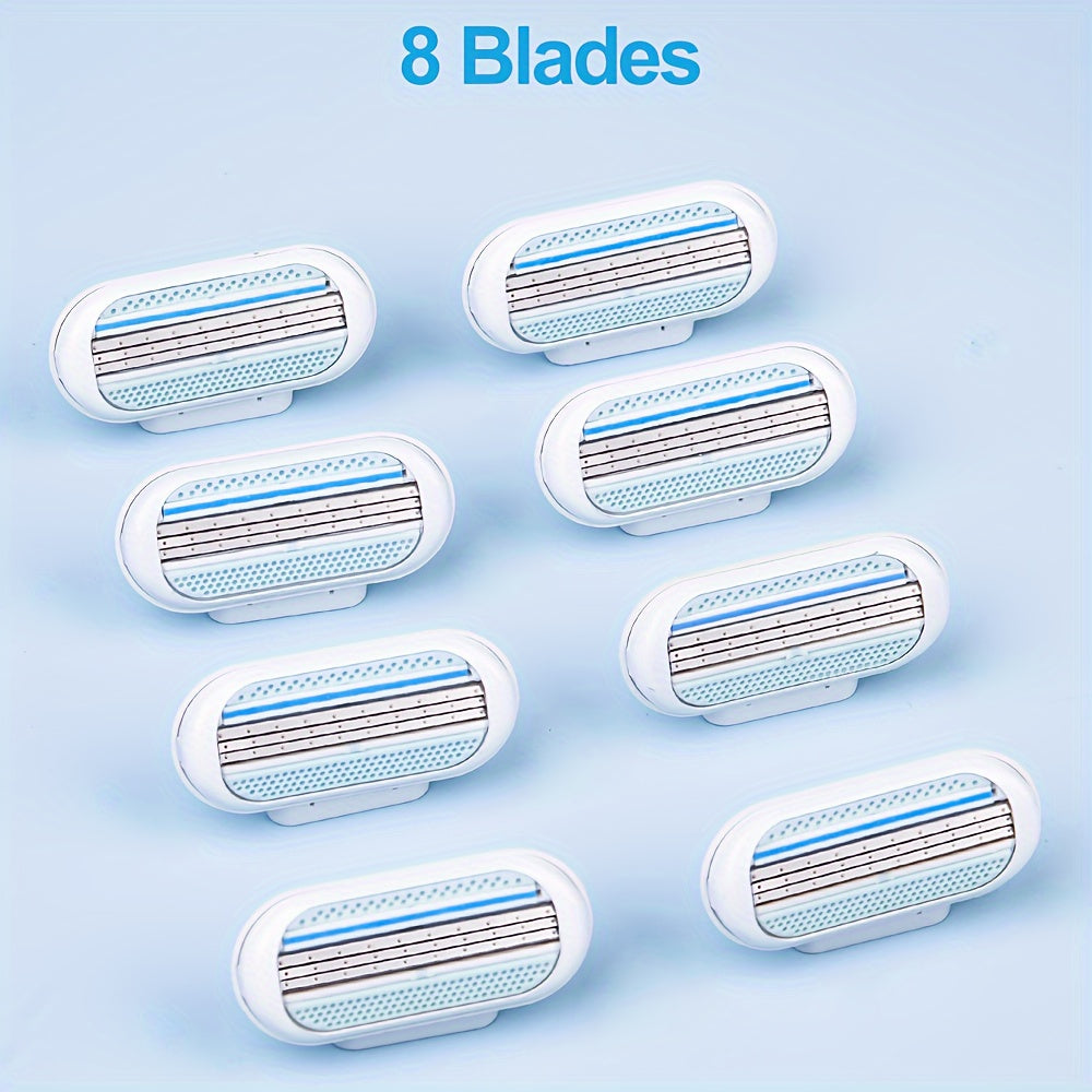 Hypoallergenic Manual Hair Removal Razor Kit with Blue Handle and White Blades for Normal Skin