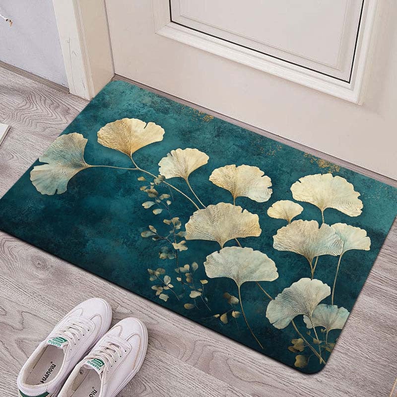 Retro Ginkgo Leaf Floor Mat 8mm Thick Soft Durable Kitchen Living Bedroom
