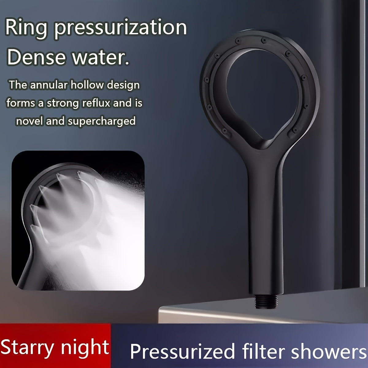 Душевая насадка для воды с экономией воды, с высоким давлением, туманным распылением, дизайном в виде звездного кольца