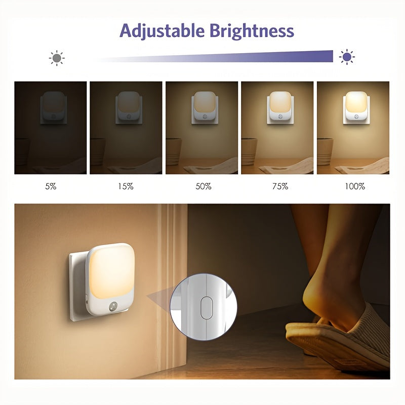 Motion Sensor Night Light with 3 Modes and 5 Brightness Levels for Kids' Rooms and Stairways