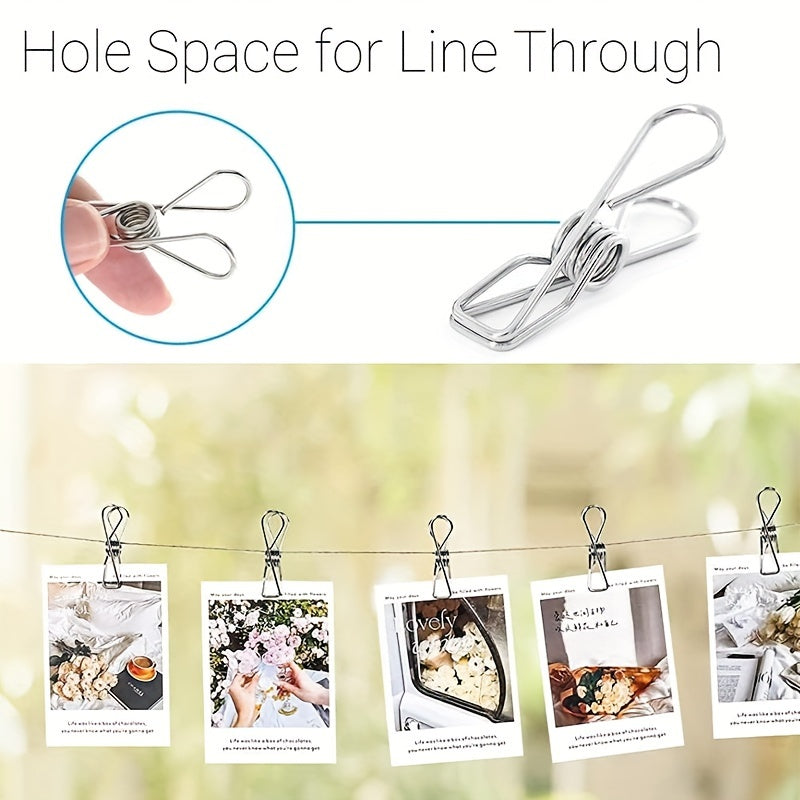 Set of 60 Stainless Steel Laundry Clothes Pegs 6cm Clothes Pins for Hanging Clothes and Files