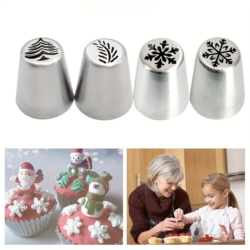 Christmas Cake Decorating Kit Stainless Steel Piping Tips Pastry Bag