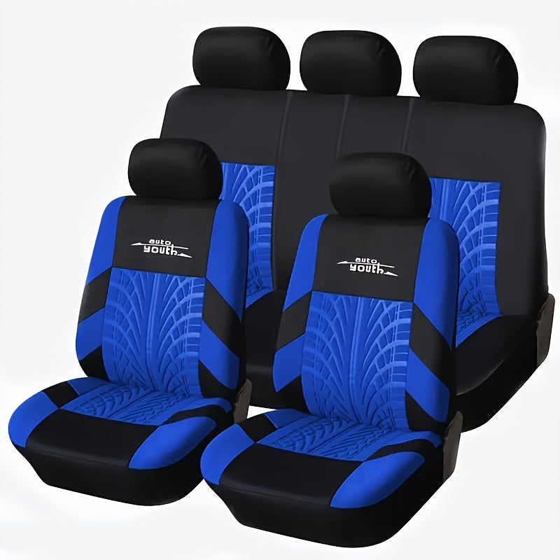 Universal Car Seat Covers for 5 Seats with Printed Letter Design Polyester Fit Most Vehicles