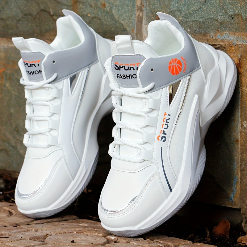 Men's High Top Basketball Shoes Microfiber Synthetic Leather Non-Slip Sole Casual Sneakers