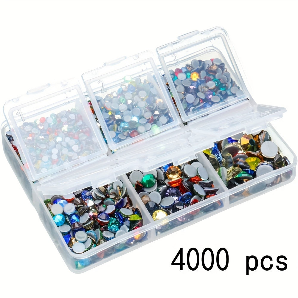 4000 dona Hot Fix Rhinestones Flatback Shisha Rhinestones uchun Hunarmandchilikki, kiyim-kechak, raqs kostyumlari, ko'p rangli