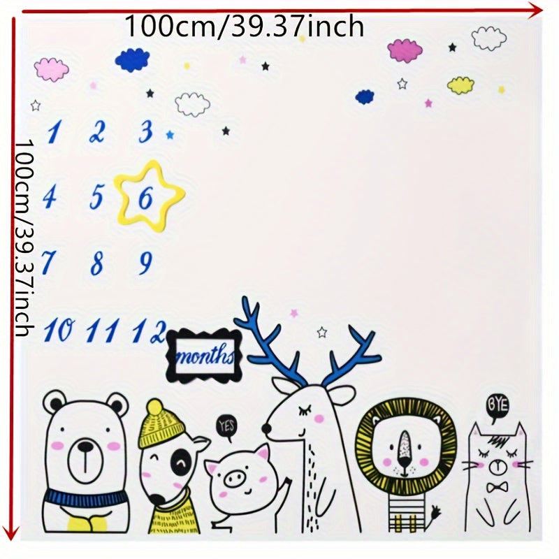 Baby Blanket for Creative Photography Props Soft White Polyester Monthly Growth Record for Kids