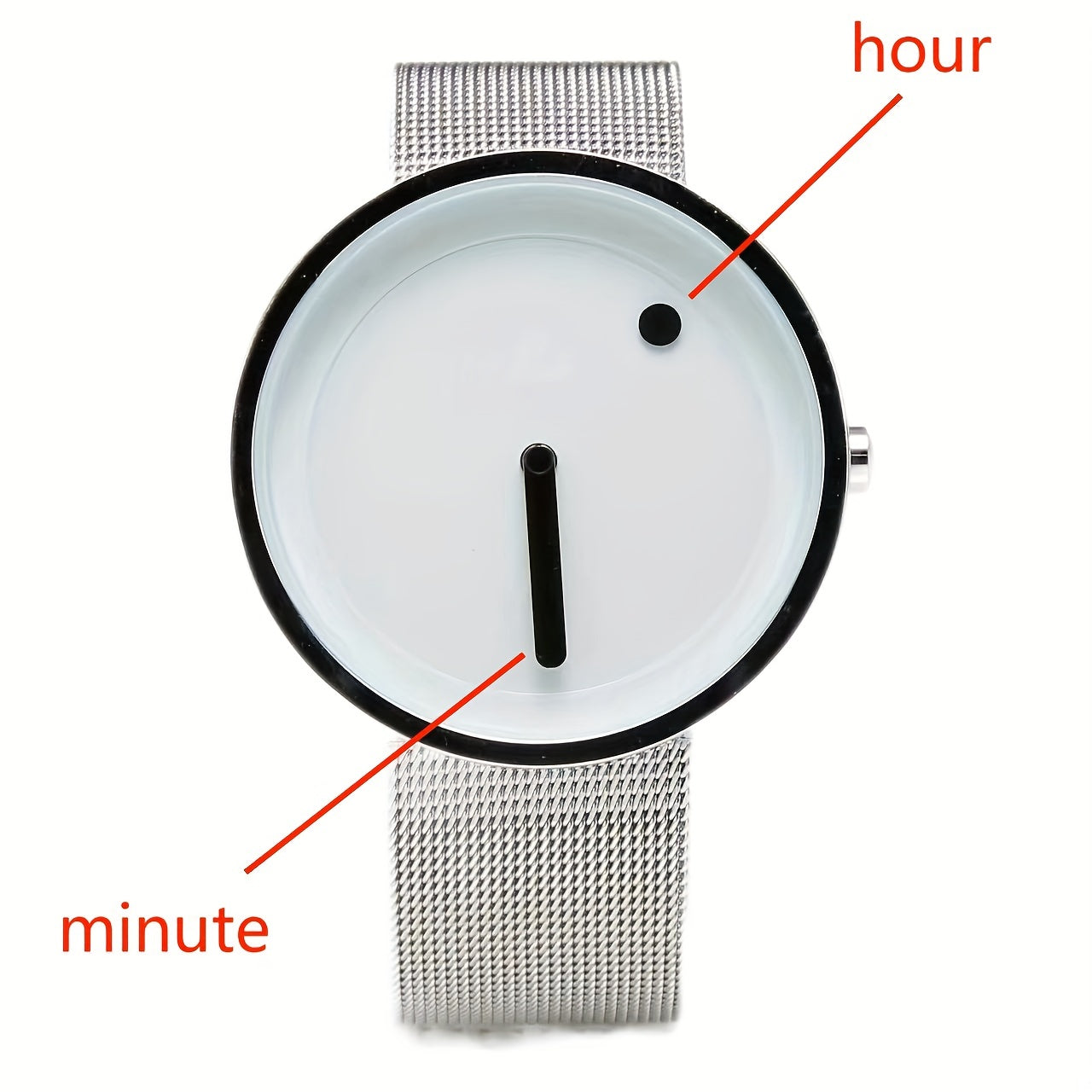 Minimalist Round Quartz Watch with Electronic Movement and Mesh Stainless Steel Band