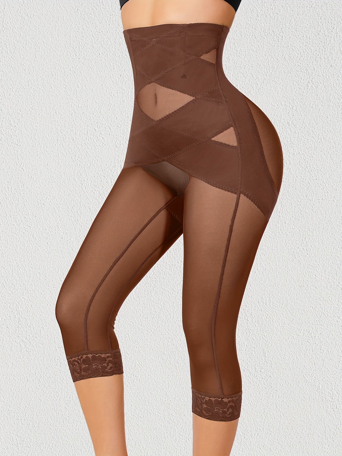 Women's High Waist Shaping Shorts Tummy Control Butt Lift Solid Color Knit Fabric