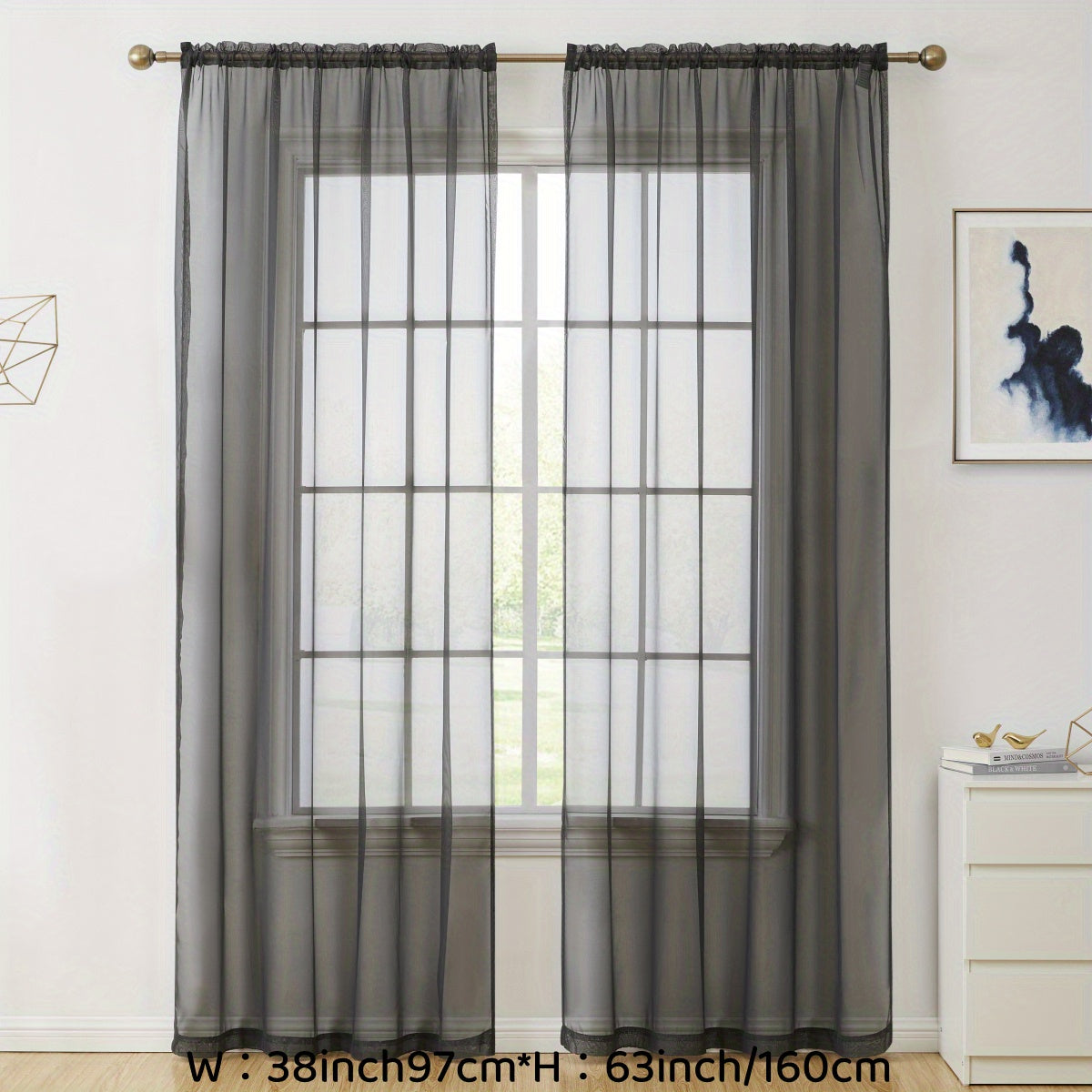 Sheer Voile Curtain Panels for Living Room Bedroom Kitchen Semi-Transparent Polyester