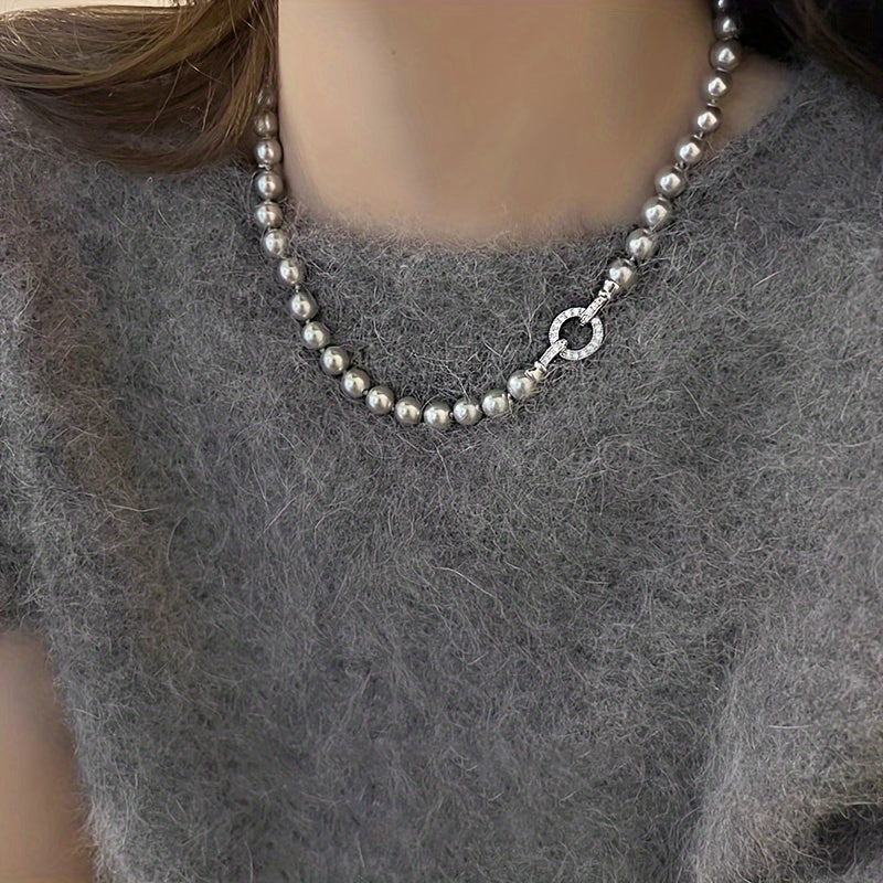 Faux Pearl Necklace 8mm Shell Pearls Synthetic August Birthstone Minimalist Jewelry