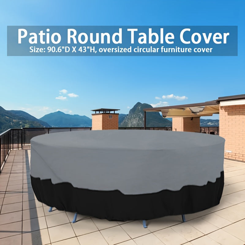 Round Patio Furniture Cover 210D Oxford Cloth Waterproof All-Season Outdoor Protection