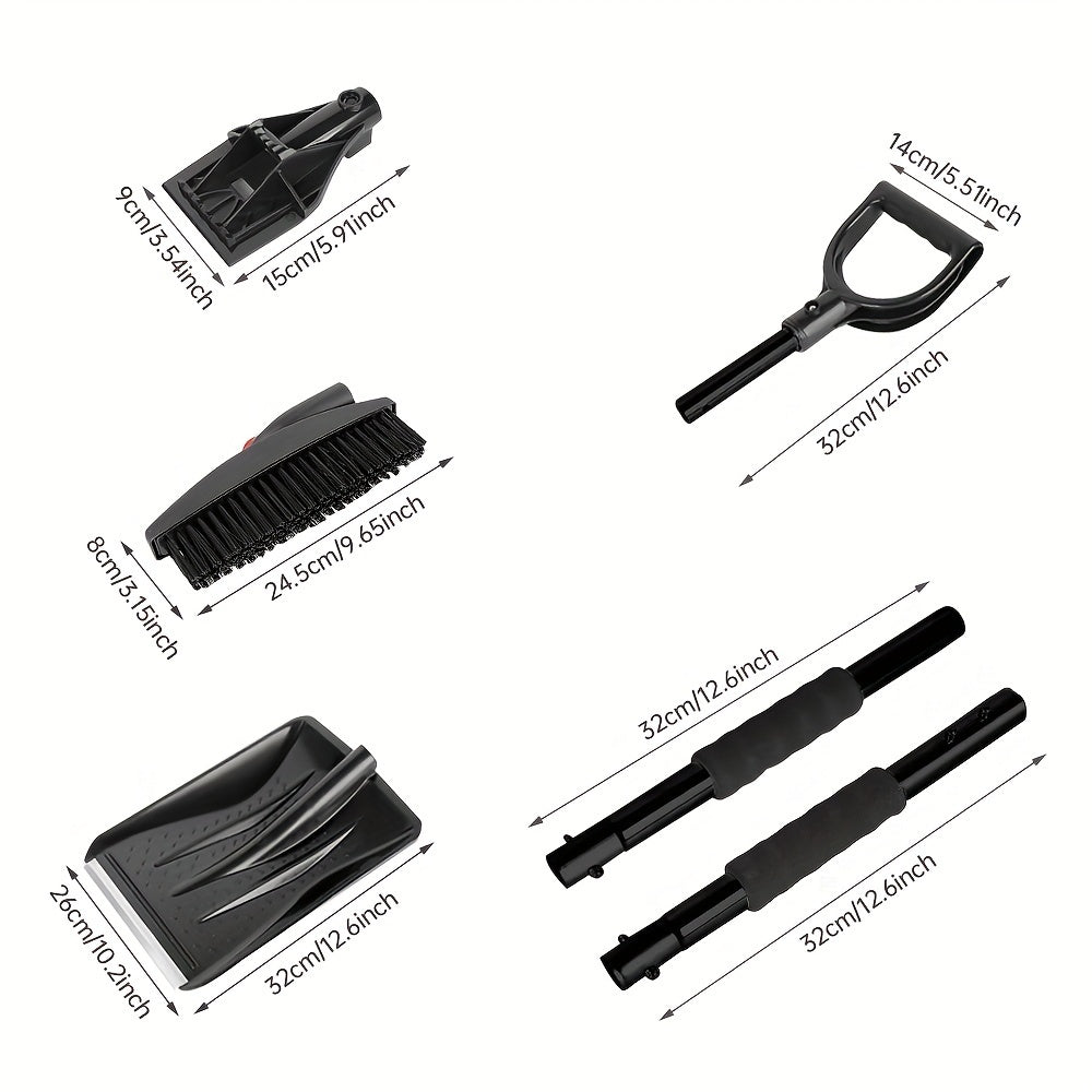 3-in-1 Telescopic Car Snow Shovel Ice Scraper Snow Brush Adjustable Length