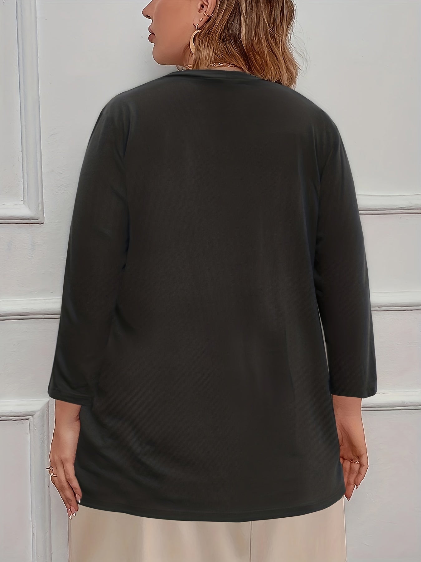 Plus Size Women's Long Sleeve Cardigan Lightweight Warm Fall Winter Solid Color