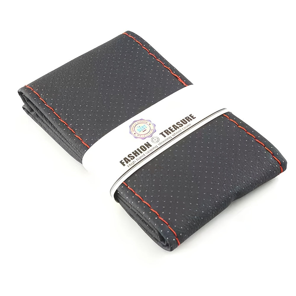 Avtomobil boshqaruv g'ildiragi qopqog'i, yopishqoqsiz, yumshoq sun'iy charm, 38 sm, igna va ip bilan