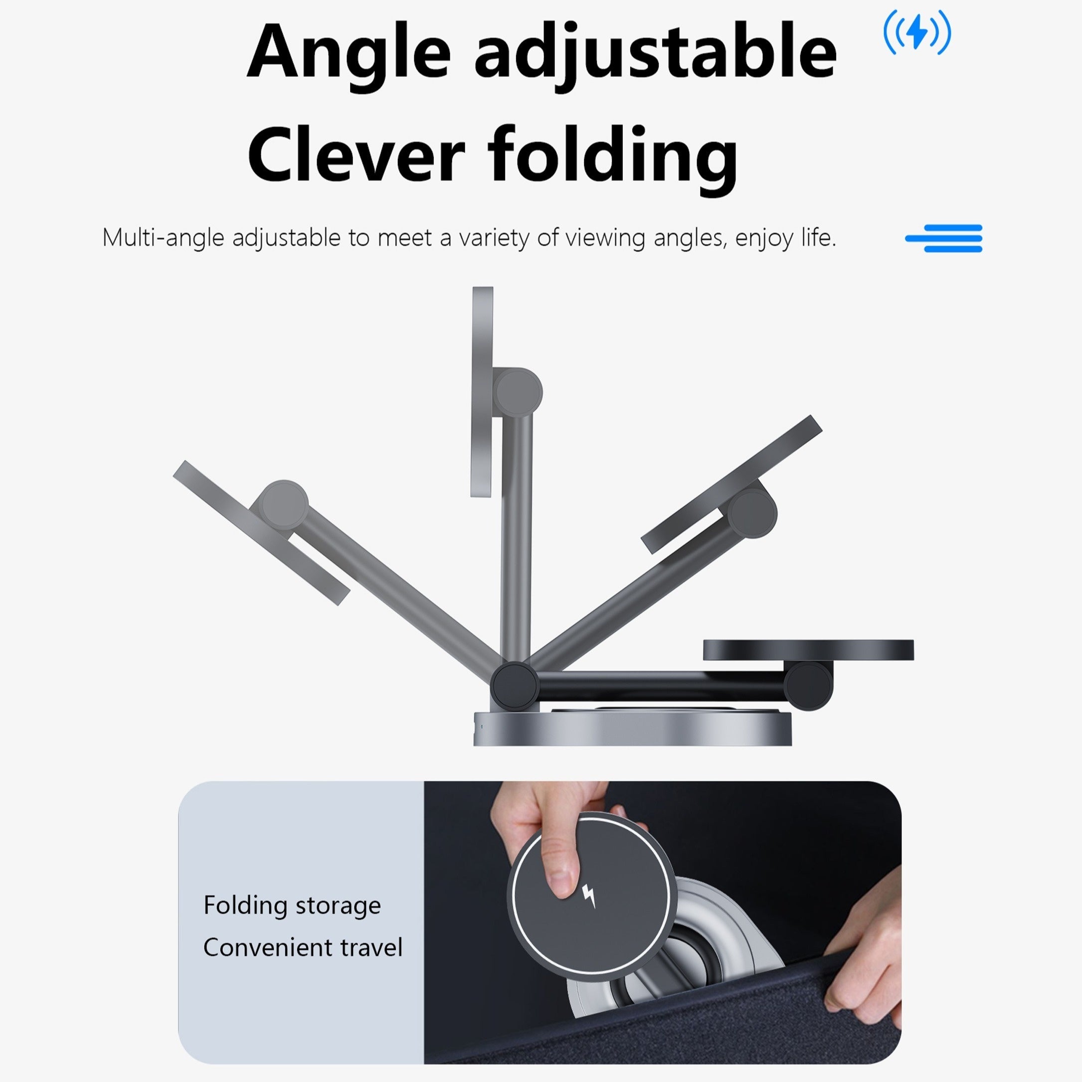 2-in-1 Magnetic Wireless Charger Stand for iPhone and AirPods 15W Fast Charging