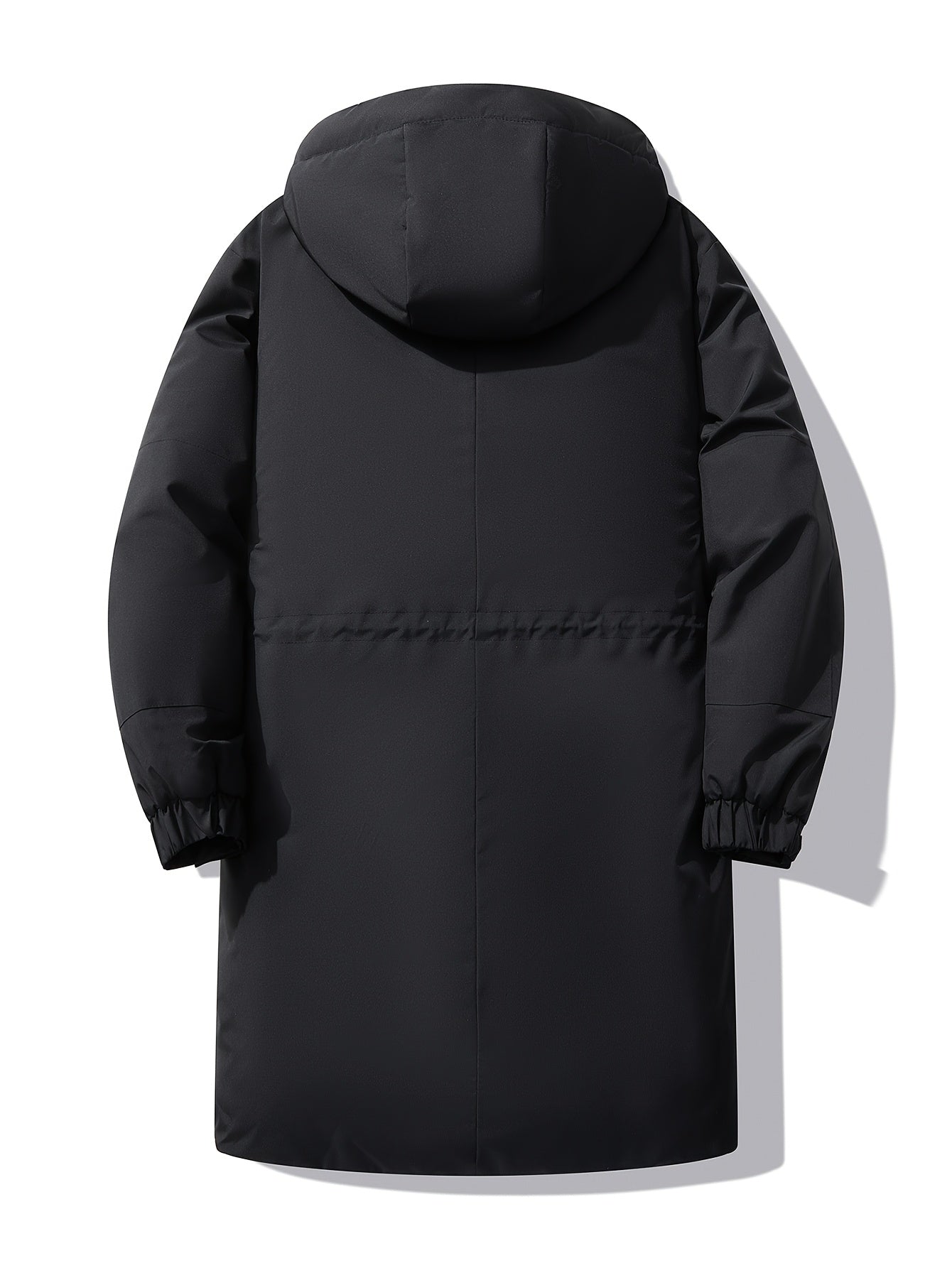 Men's Hooded Jacket with Fleece Lining Black and Orange Plus Size Polyester Casual Winter