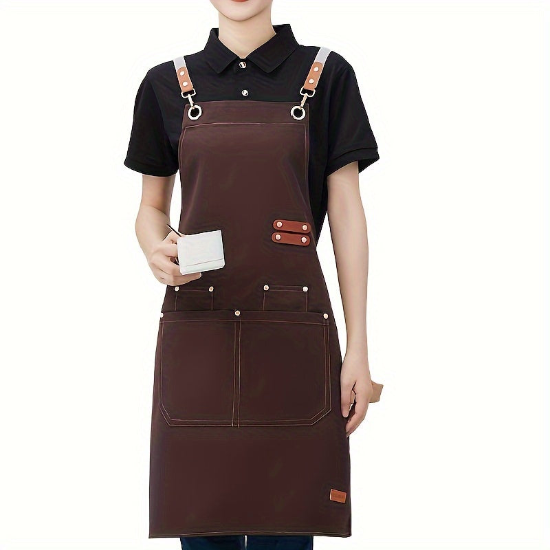 Delantal de lona impermeable con bolsillos para cafeterías, restaurantes y floristerías en beige, negro o marrón