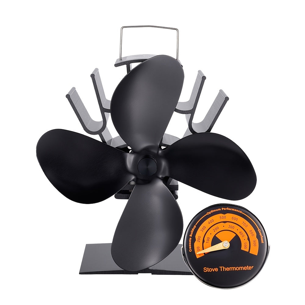 Aluminum Fireplace Fan with 4 Blades for Efficient Heat Distribution, High-Speed Blower
