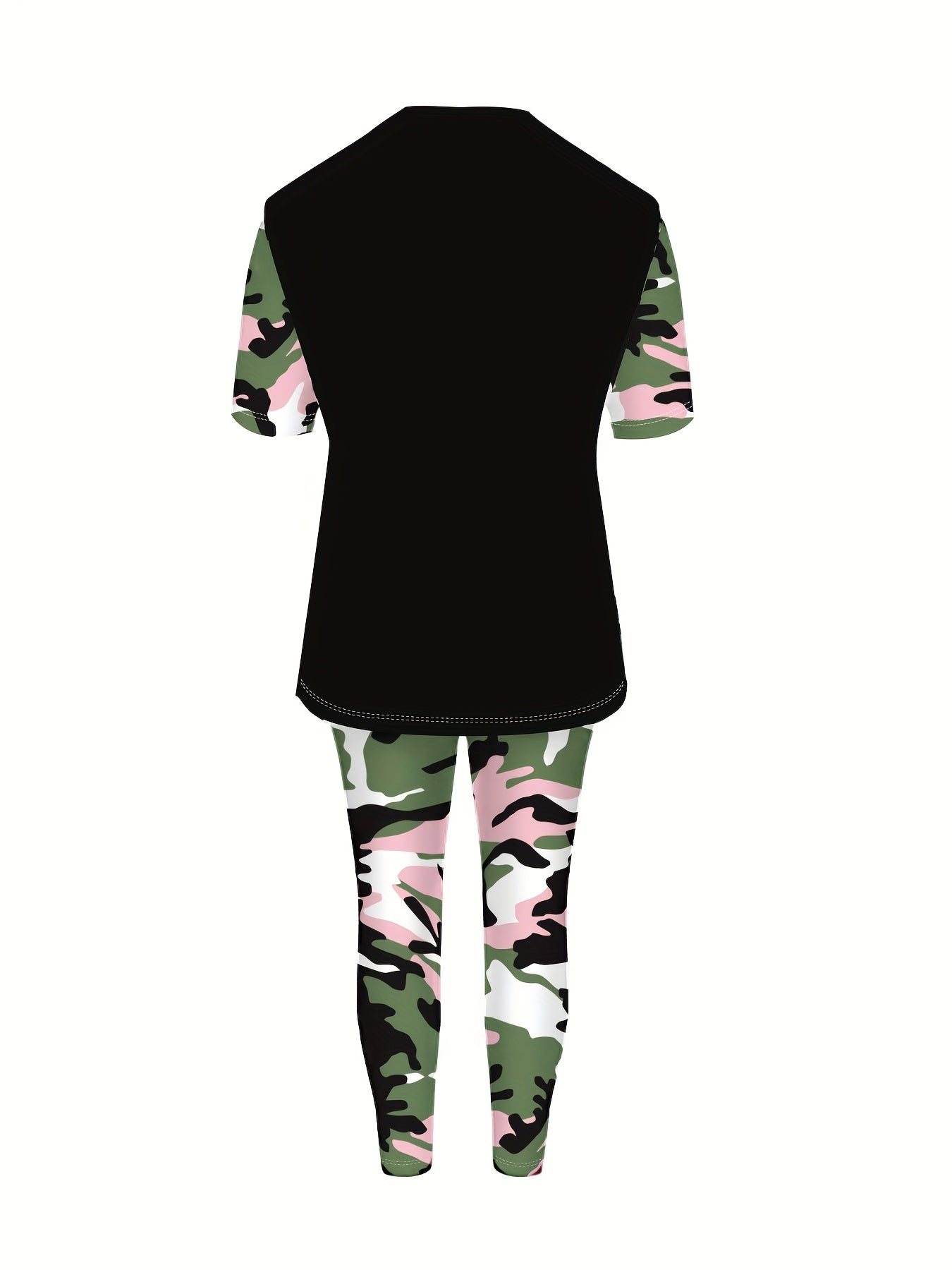 Women's Plus Size Camouflage Jumpsuit Short Sleeve Stretchy Polyester Casual Workwear