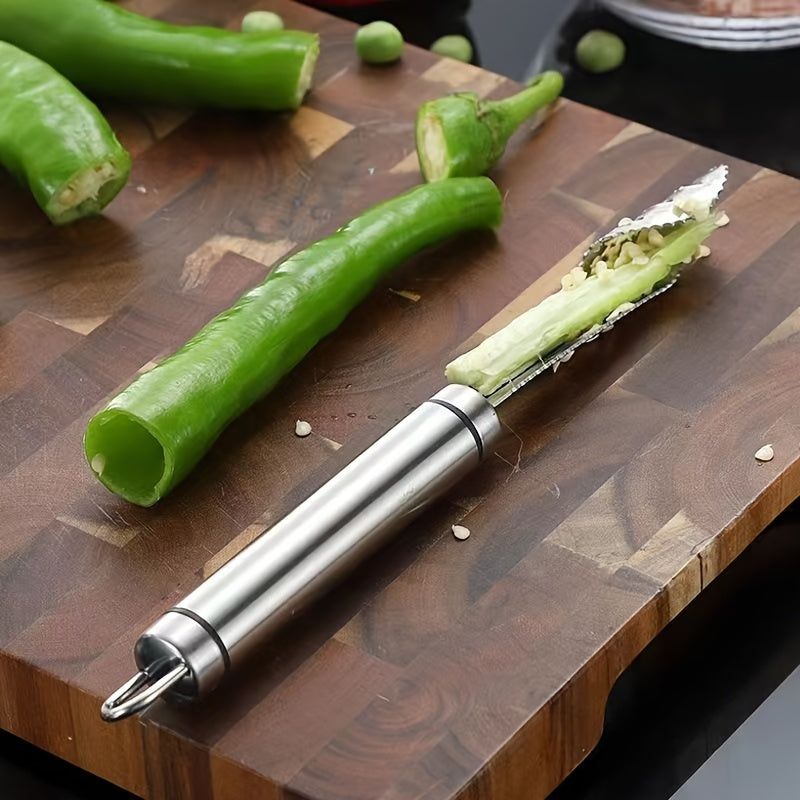 Stainless Steel Pepper Corer with Dust Collector for Home and RV Kitchen