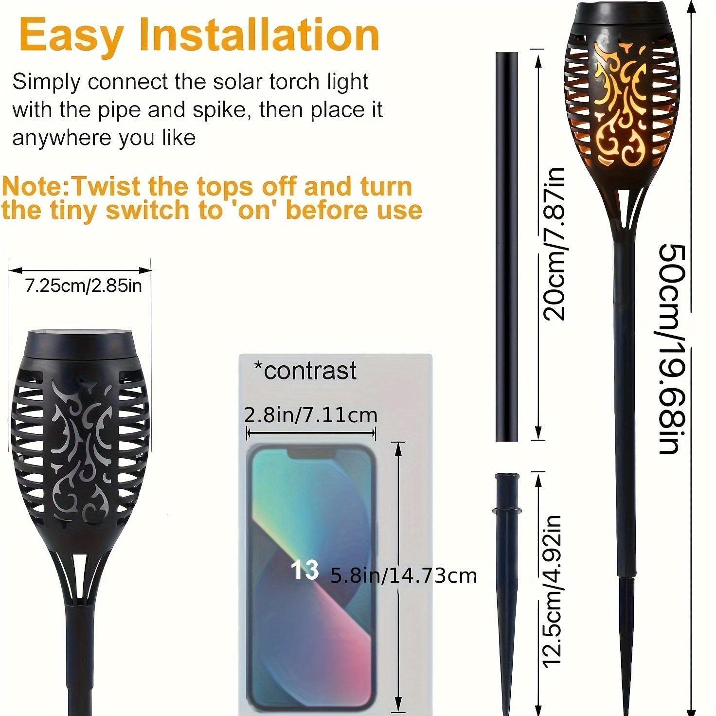 Outdoor Solar Flame Torch Lights 8-Pack Flickering Garden Pathway Lawn Decor