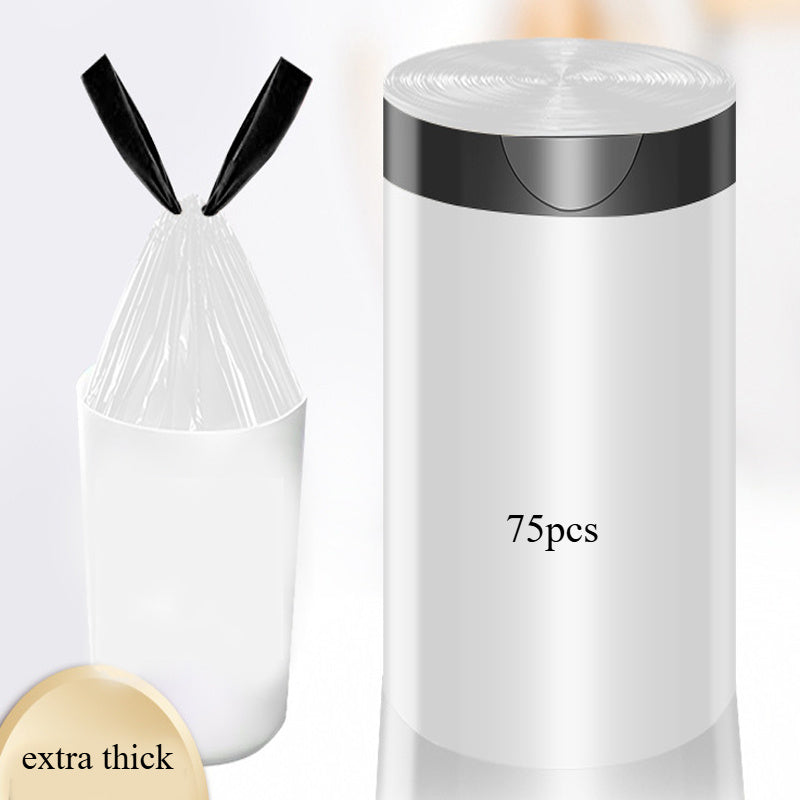 Набор из 75 сверхтолстых одноразовых пластиковых мусорных пакетов с завязками, идеально подходящих для спальни, гостиной, ванной и офисного использования.