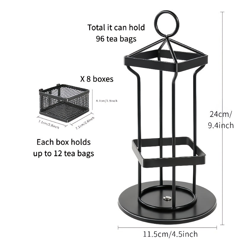Органайзер для чайных пакетиков с 8 отделениями, вращающаяся железная стойка для хранения, для дома, офиса, кофейни