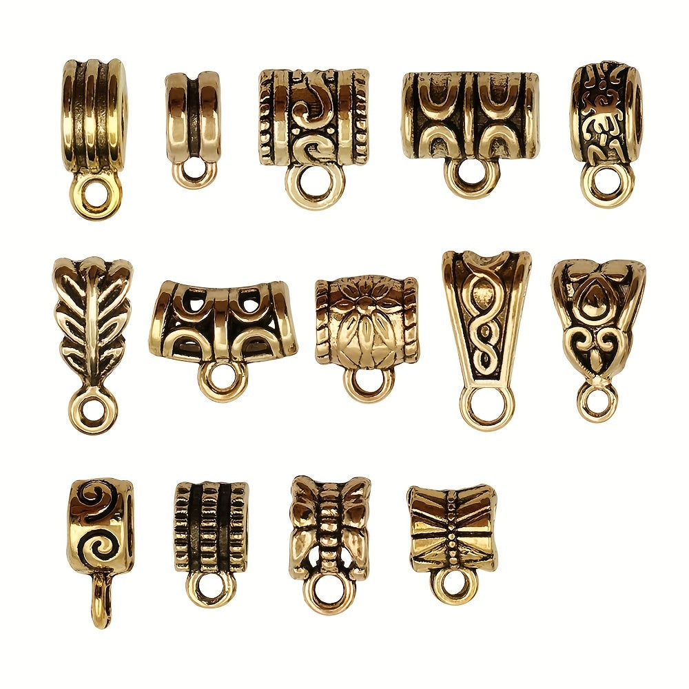 Antique Golden Zinc Alloy Bail Tube Beads for Jewelry Making European Bracelet Pendants Spacer Beads