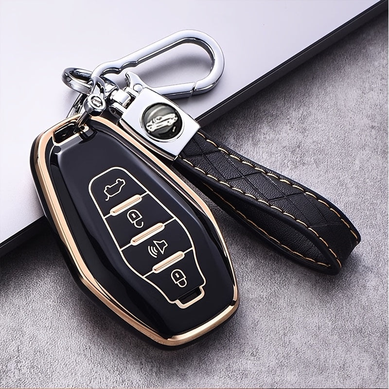 Soft TPU Key Fob Cover with Keychain for SUV Remote Control Protection