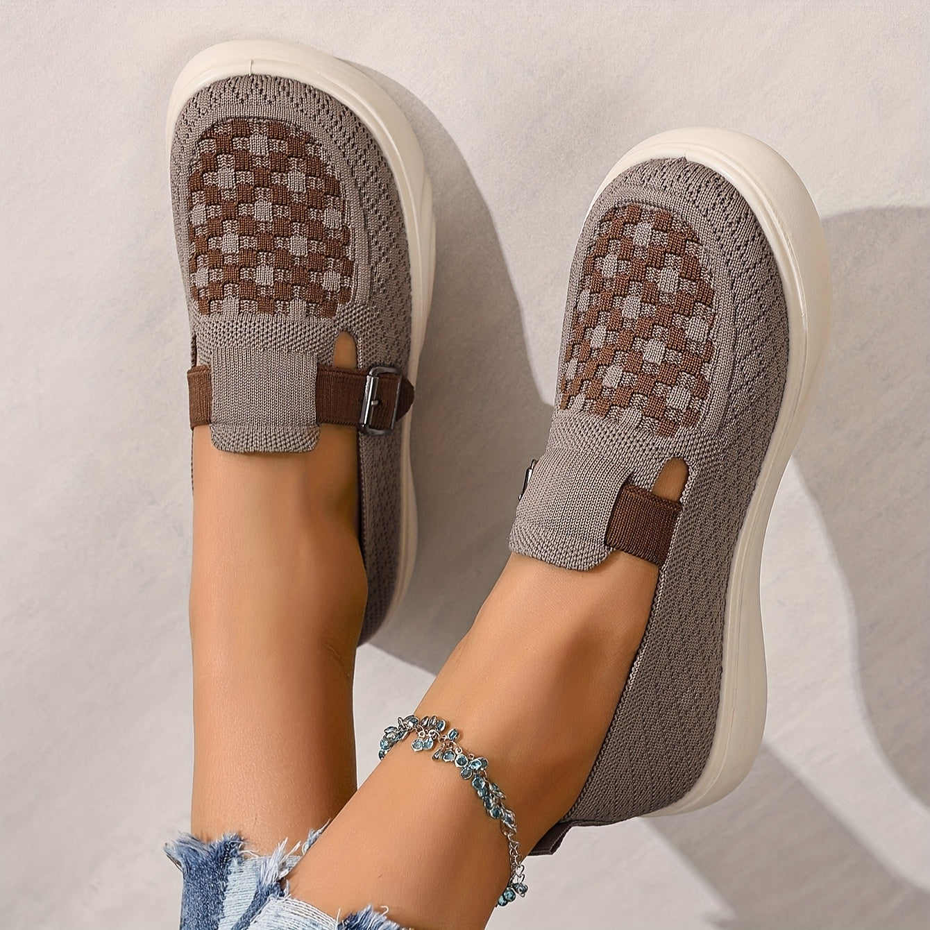 Women's Breathable Mesh Flat Shoes Casual Slip-On Loafers White