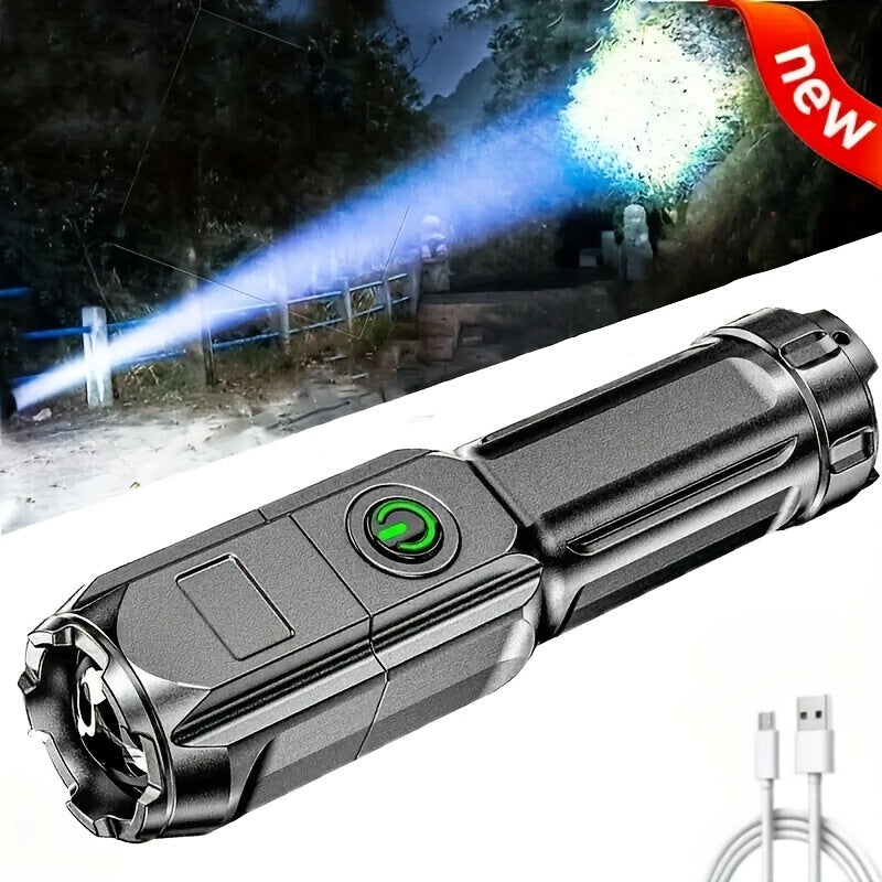 Portable Rechargeable Telescopic Flashlight with Zoom for Outdoor and Home Use