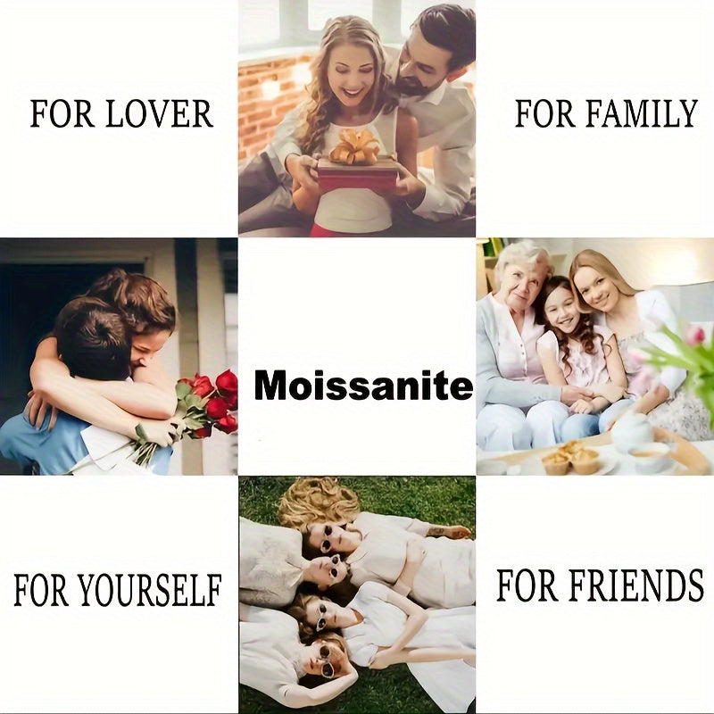 Серебряный ювелирный набор с моиссанитом, серьги-пусеты с центральным камнем 1ct, подарок для женщин