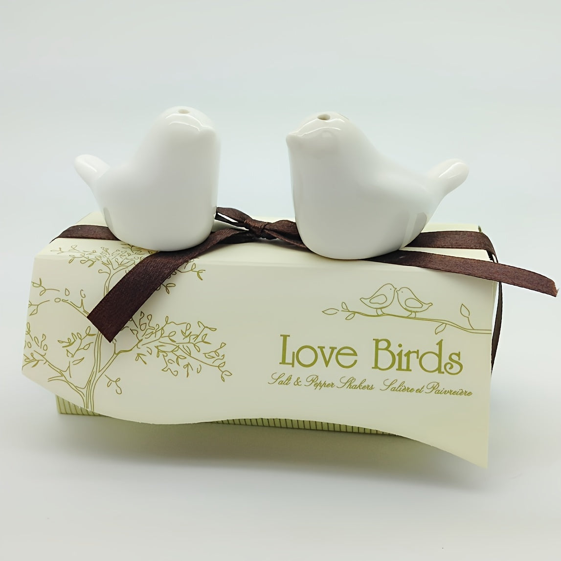 Set of 12 Love Birds Ceramic Salt and Pepper Shakers for Wedding Decor