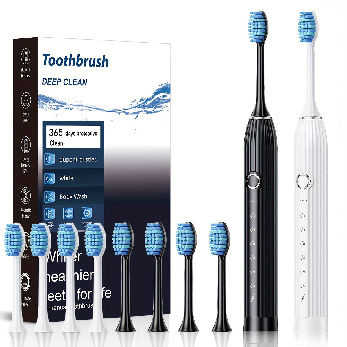 Electric Toothbrush and Water Flosser Set for Adults Rechargeable USB Charging Soft Bristles Deep Clean
