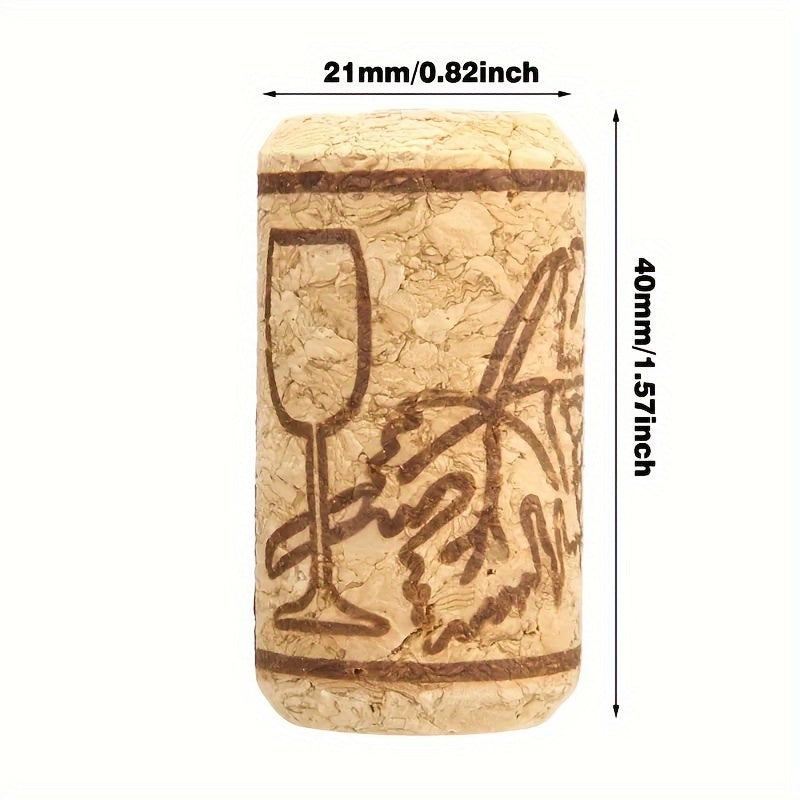 Natural Wine Corks Set of 100 with Engraved Designs for Sealing and Preservation