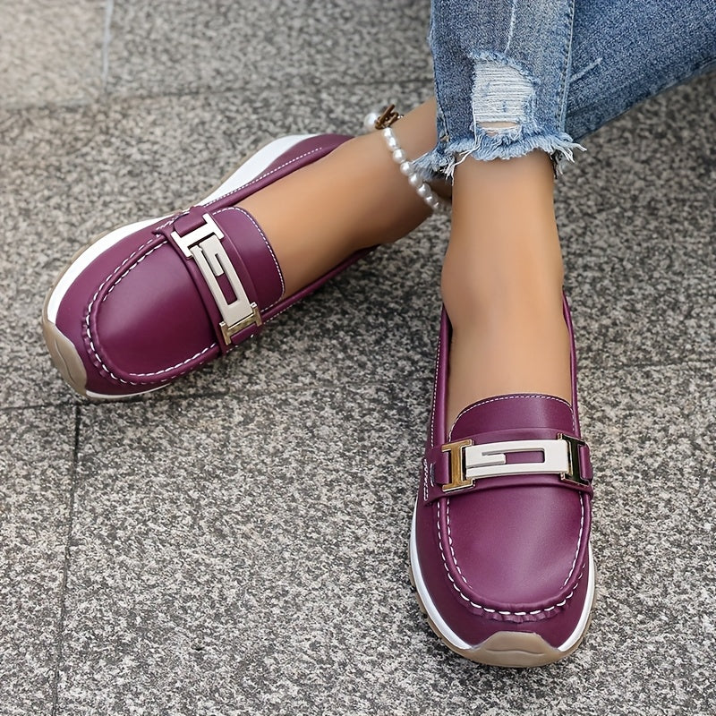 Women's Slip-On Loafers PU Upper TPR Sole Comfort Casual Shoes All-Season
