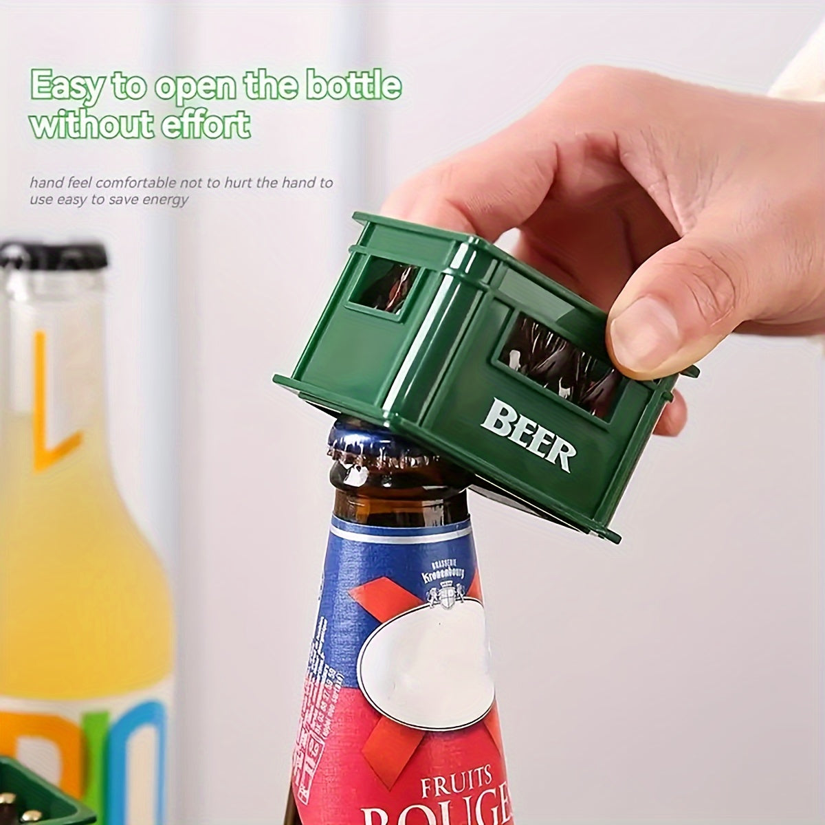 Magnetic Bottle Opener with Beer Crate Design and Refrigerator Magnet