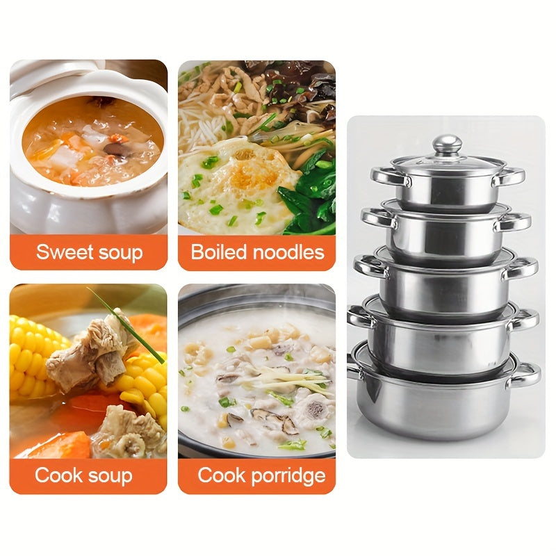 Stainless Steel Cookware Set 10 Pieces with Glass Lids for Home and Camping