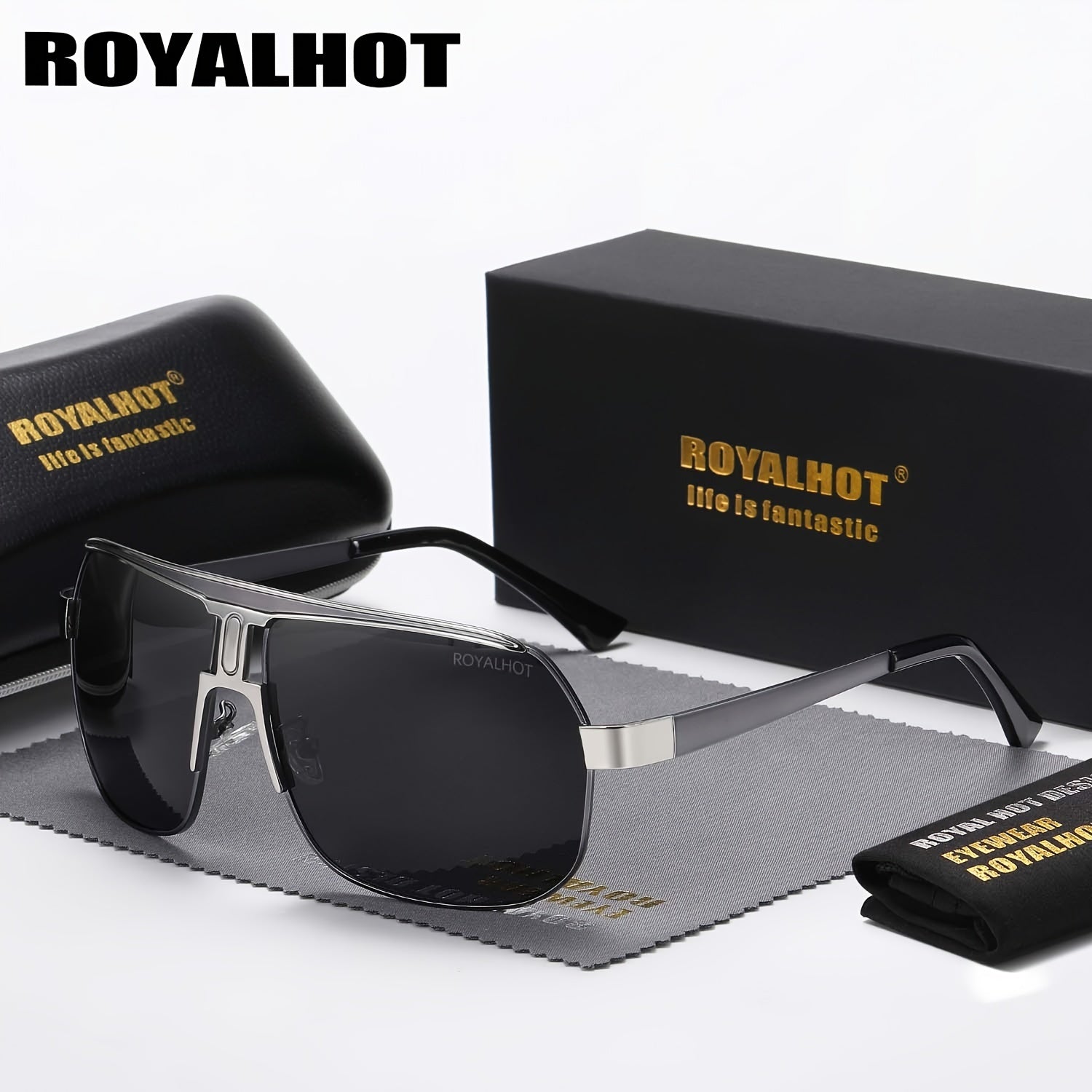 Men Women Polarized Alloy Square Oversized Sunglasses Driving Shades