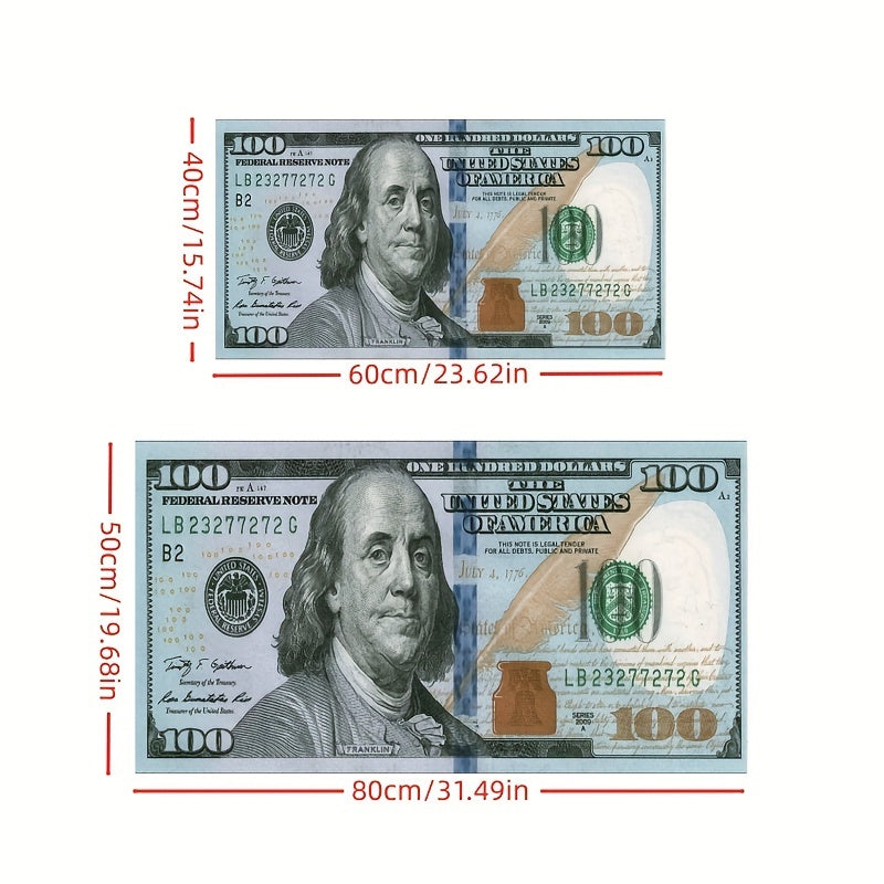 Non-Slip Runner Rug with $100 Bill Design, Machine Washable Polyester, Anti-Skid Backing