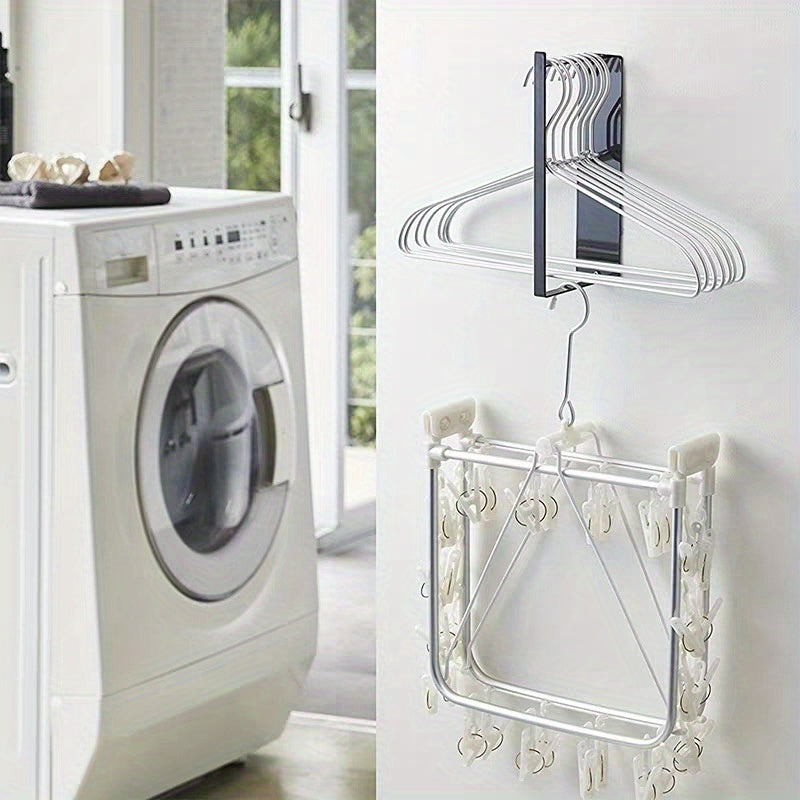 Portable Magnetic Wall Hooks for Clothes Organization in Bathroom or Laundry